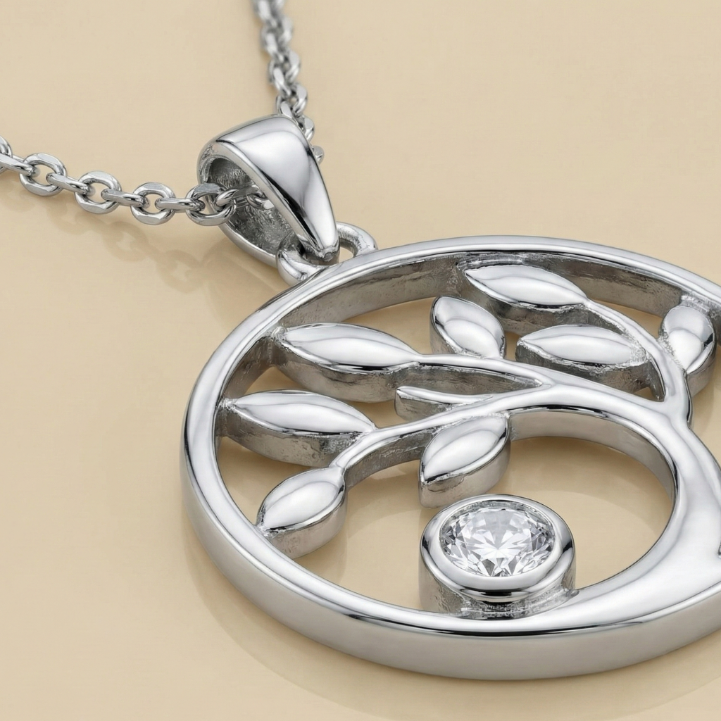 Ankerkette 925/- Sterling Silber rhodiniert Zirkonia