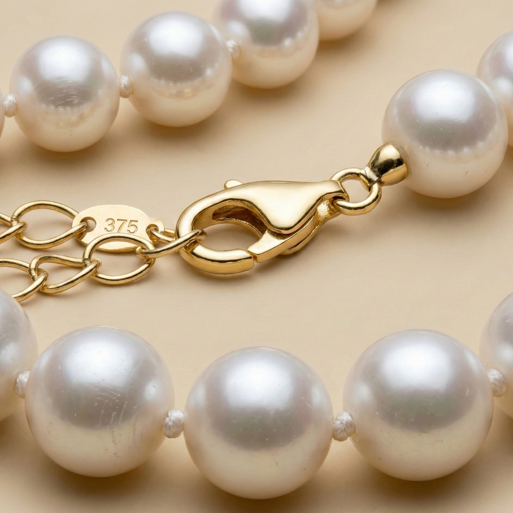 Collier Perlenkette 375/- Gold Süßwasserzuchtperle