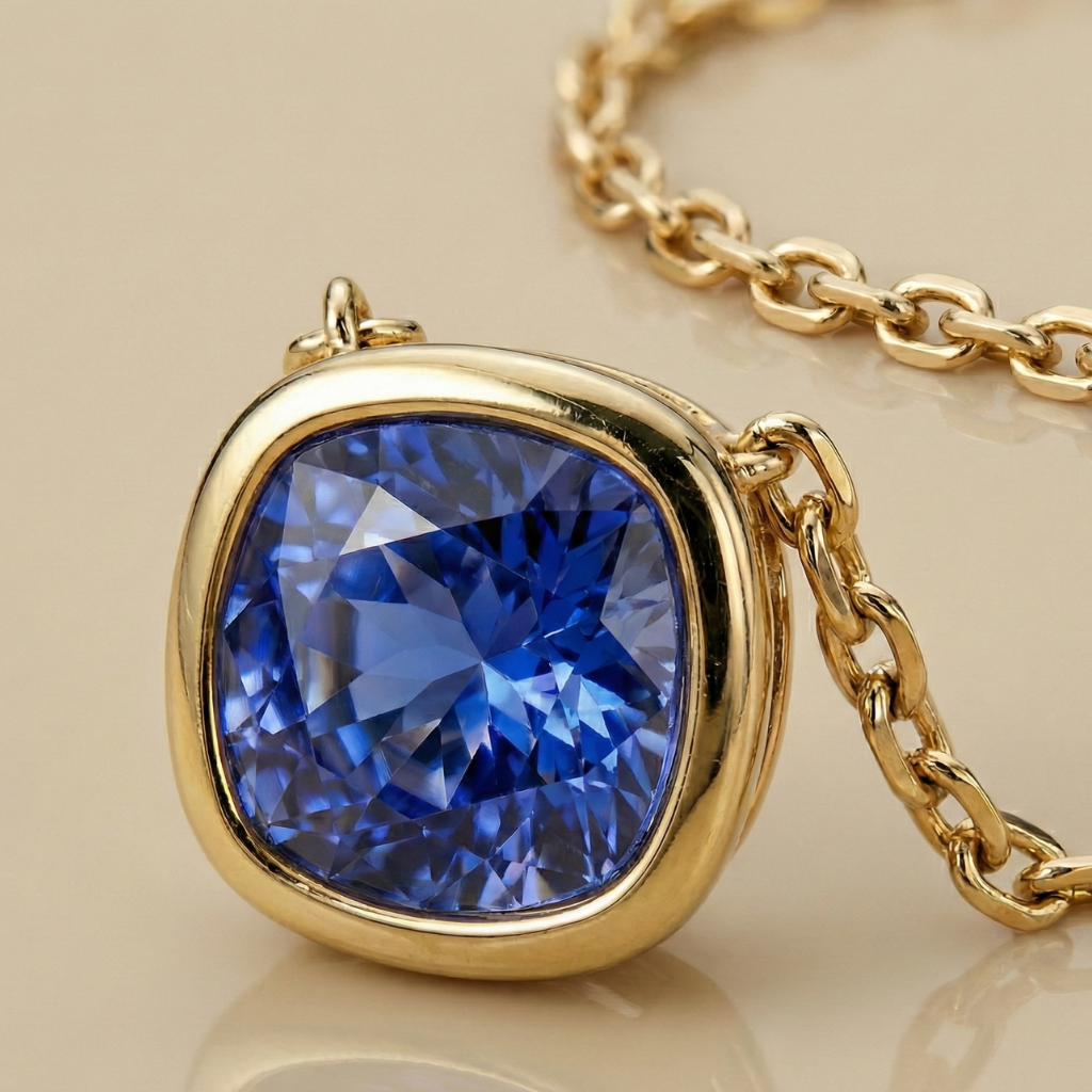 Anhänger mit Kette Ankerkette 585/ - Gold Tansanit