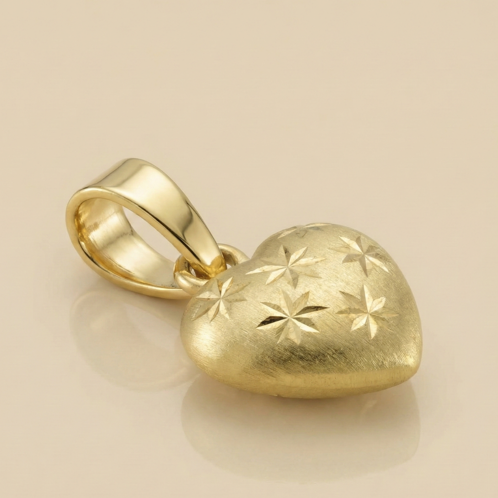 Herz-Anhänger – 333 Gold diamantiert (14 mm)