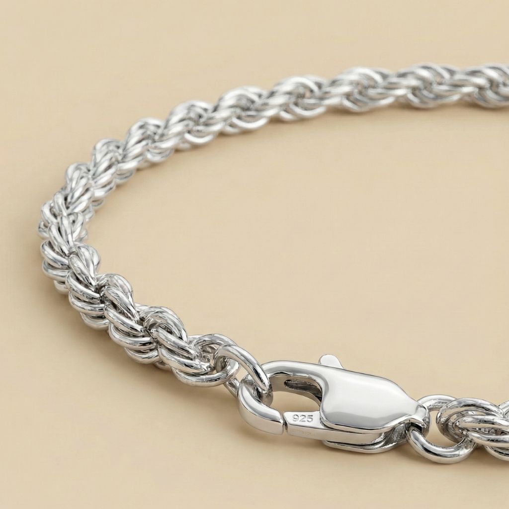 Armband Kordelkette 925/- Sterling Silber 19cm