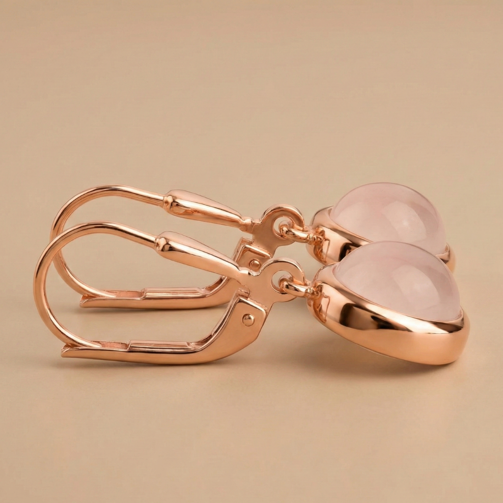 Ohrringe 925/- Sterling Silber rotvergoldet Rosenquarz