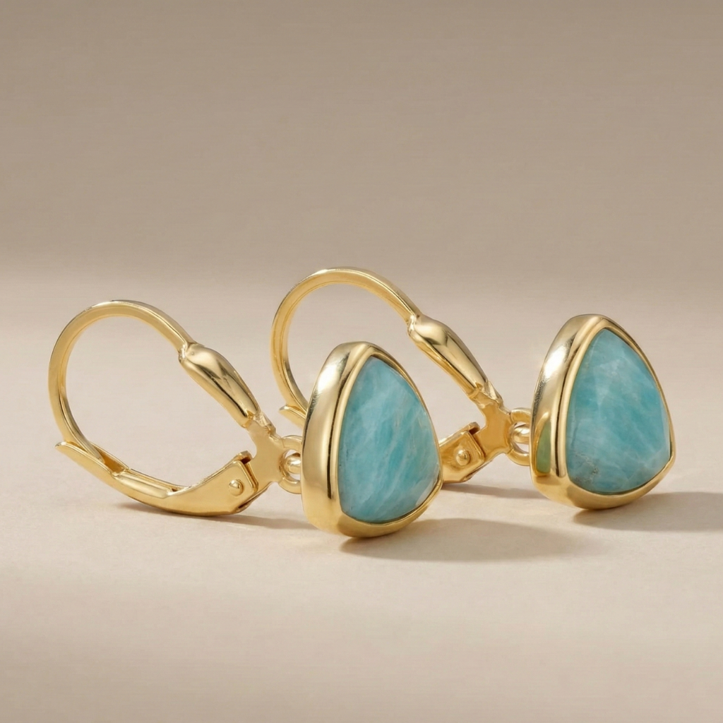 Ohrringe 925/- Sterling Silber vergoldet Amazonit