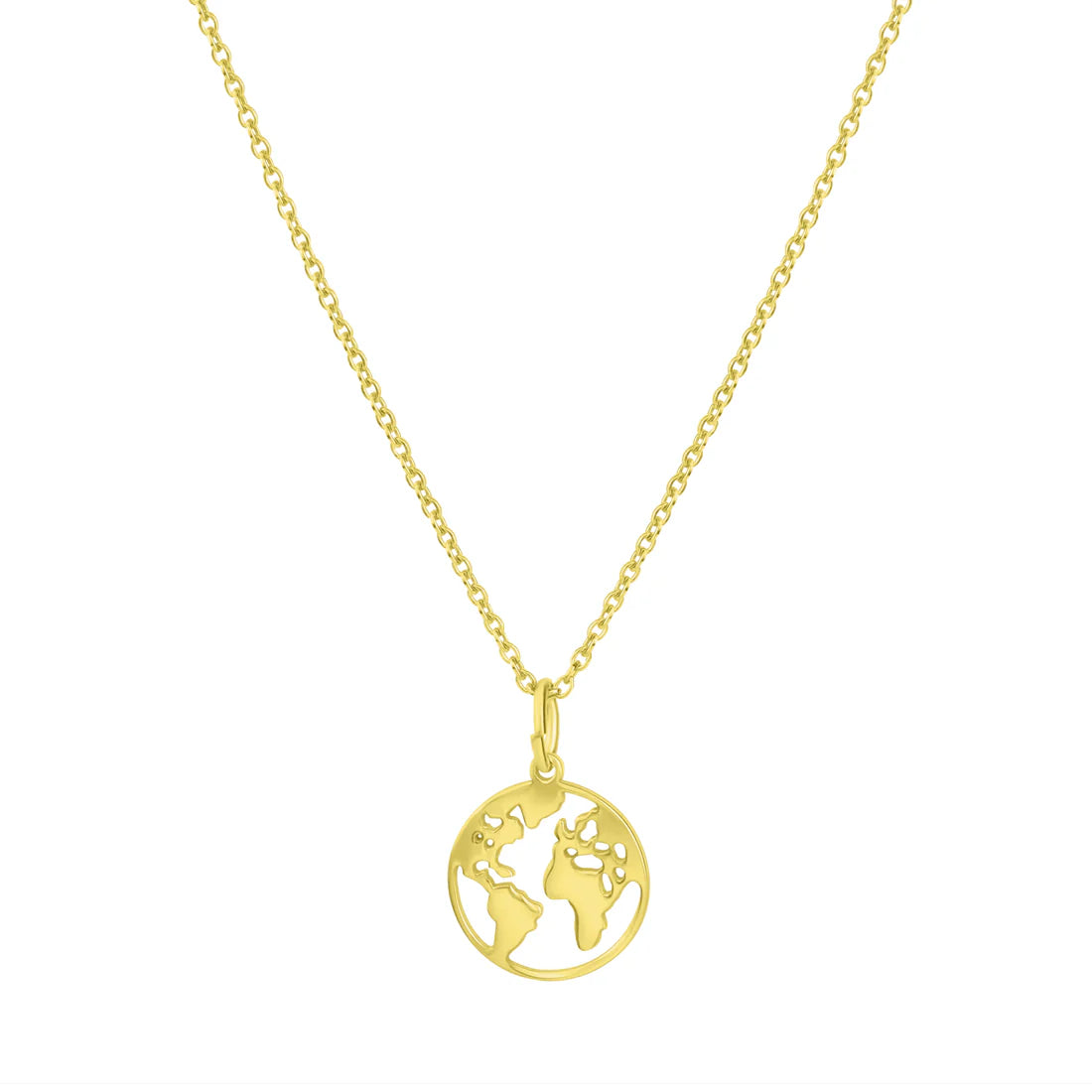 Weltkarten-Kette – 925 Silber vergoldet (42+3 cm)