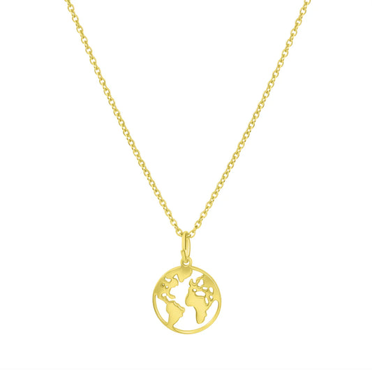 Weltkarten-Kette – 925 Silber vergoldet (42+3 cm)