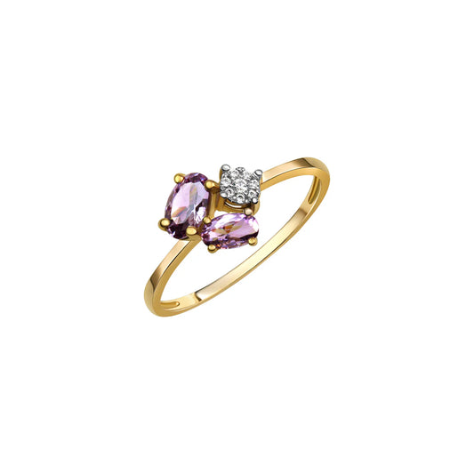 Amethyst-Ring – 375 Gold rhodiniert (9 mm)