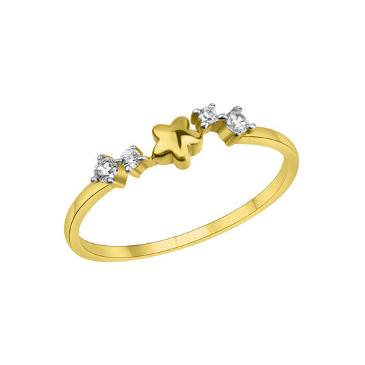 Stern-Ring – 375 Gold teilrhodiniert (4× Zirkonia)