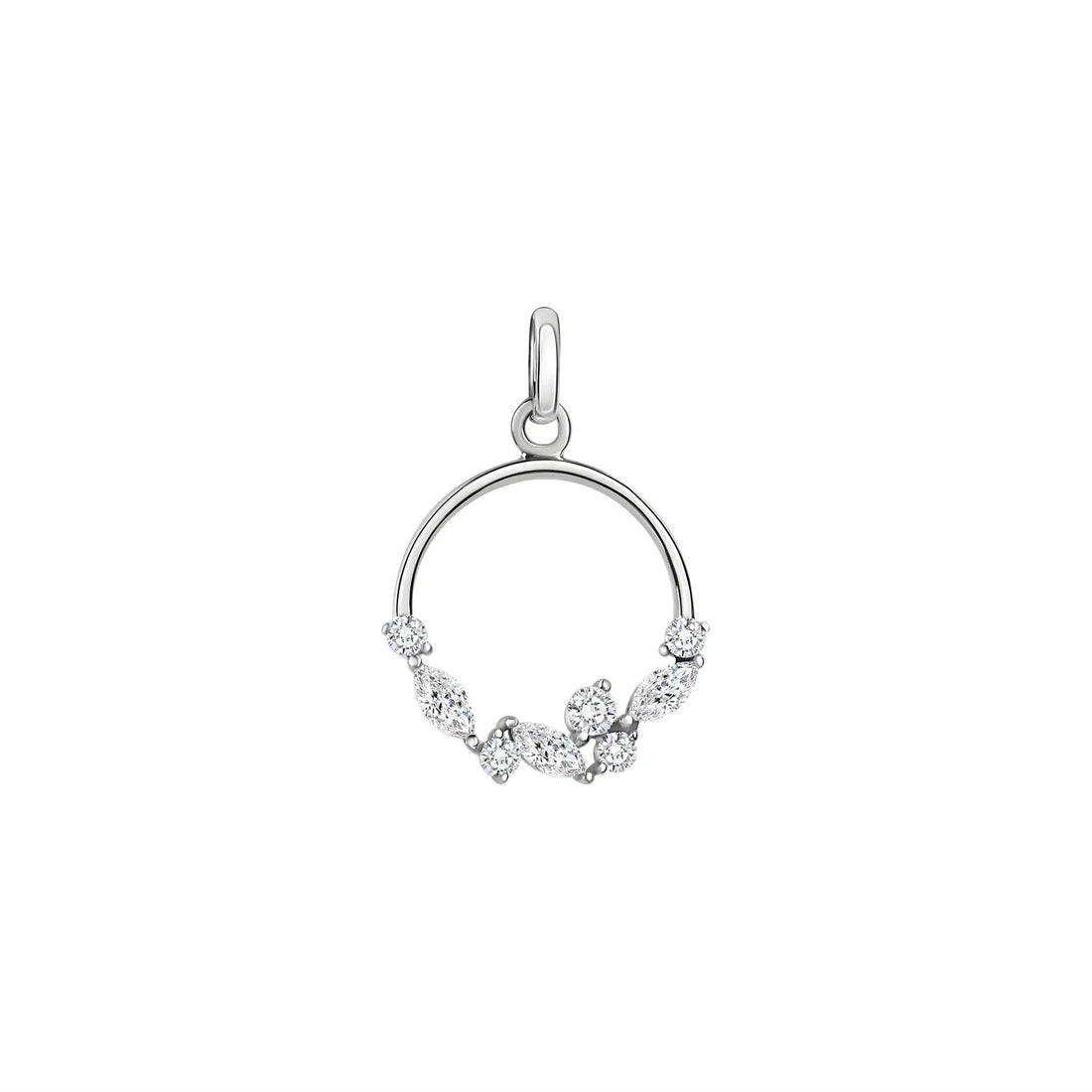 Kreis-Anhänger – 375 Weißgold · 8 Zirkonia (21 mm)