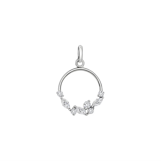Kreis-Anhänger – 375 Weißgold · 8 Zirkonia (21 mm)
