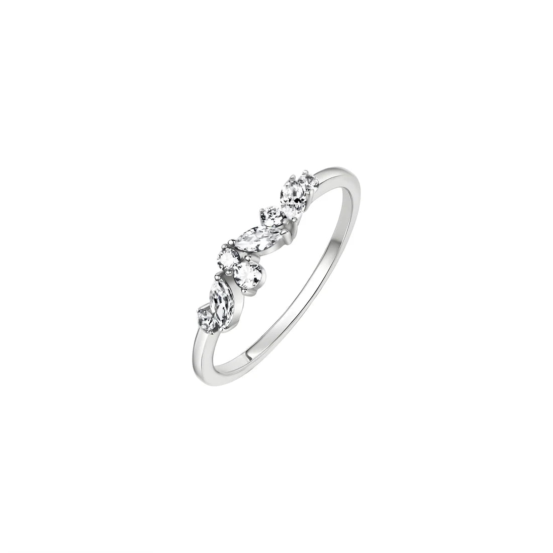 Zirkonia-Ring – 375 Weißgold · 8× Zirkonia (4 mm)