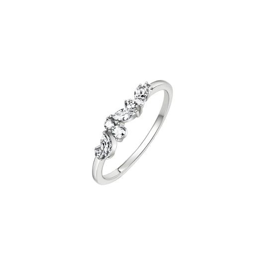 Zirkonia-Ring – 375 Weißgold · 8× Zirkonia (4 mm)