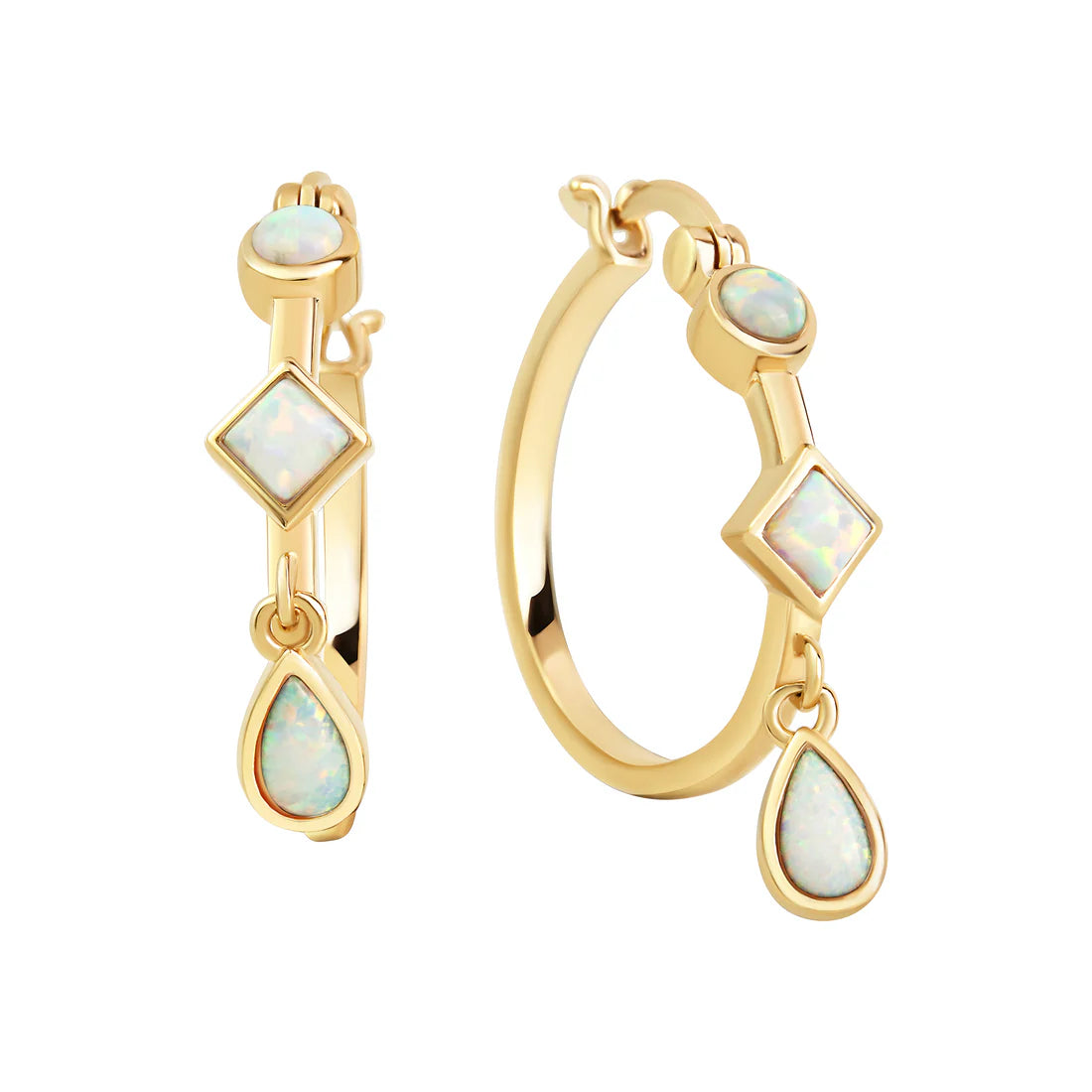 Creolen – 925 Silber vergoldet · Opal (22 mm)