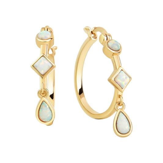 Creolen – 925 Silber vergoldet · Opal (22 mm)