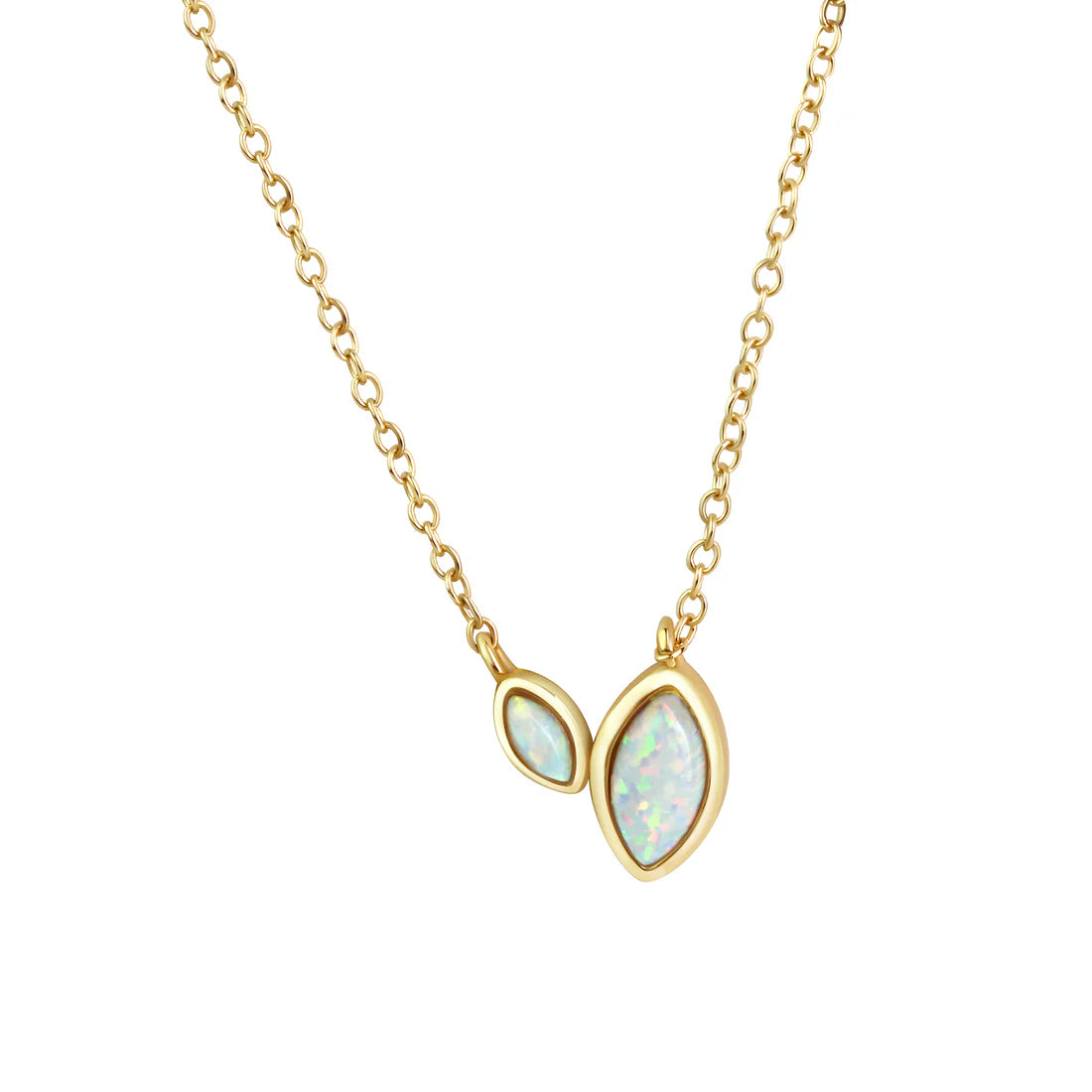 Opal-Kette – 925 Silber vergoldet (42+3 cm)