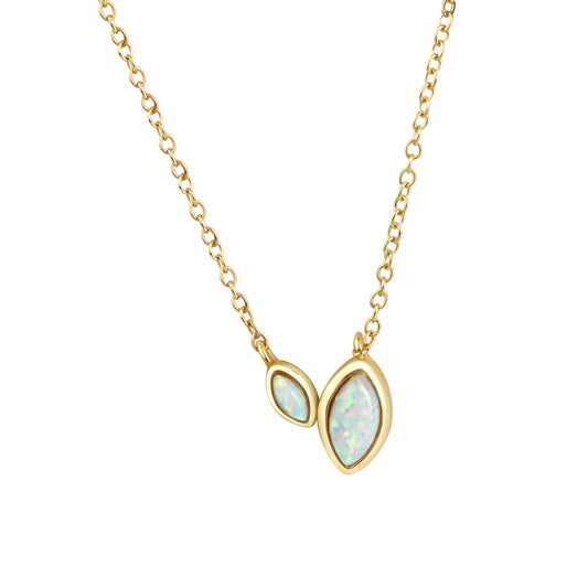Opal-Kette – 925 Silber vergoldet (42+3 cm)