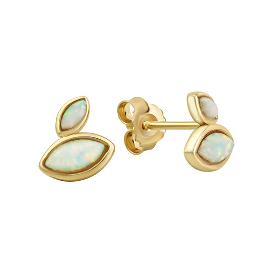 Opal-Ohrstecker (9 mm) – 925 Silber vergoldet