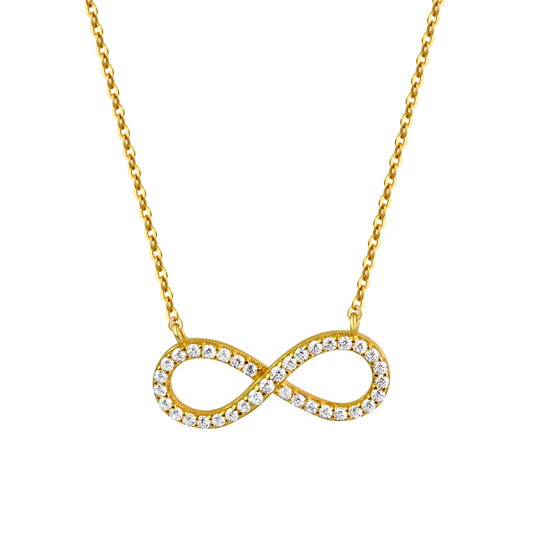 Infinity-Kette – 925 Silber vergoldet · Zirkonia (42+3 cm)