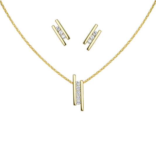 Set Anhänger/Kette und Ohrstecker 925/- Sterling Silber vergoldet Zirkonia