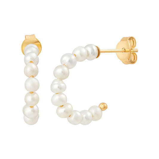 Creolen – 925 Silber vergoldet · Perle (15 mm)