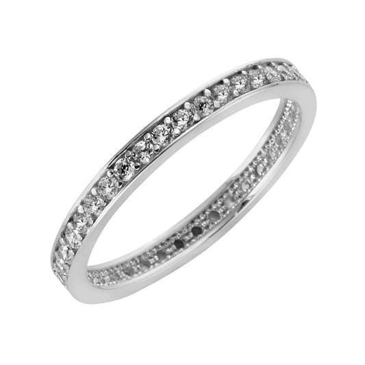 Zirkonia-Ring – 375 Gold rhodiniert · 40× Zirkonia (2,2 mm)