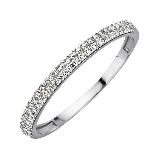 Zirkonia-Ring – 375 Weißgold rhodiniert · 21× Zirkonia (2,2 mm)
