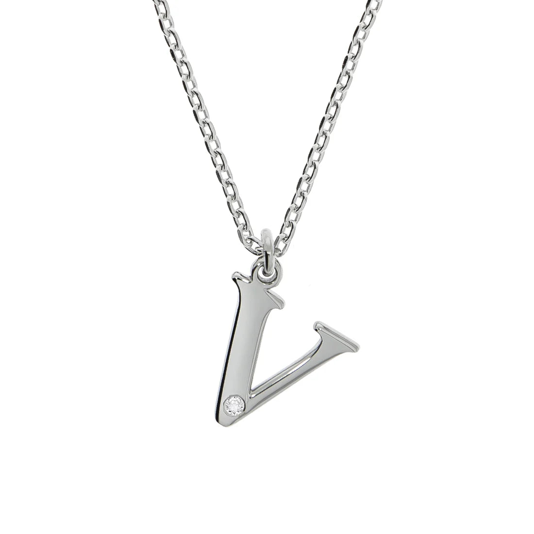 Personalisierte Buchstabenkette mit Diamant – 925 Silber