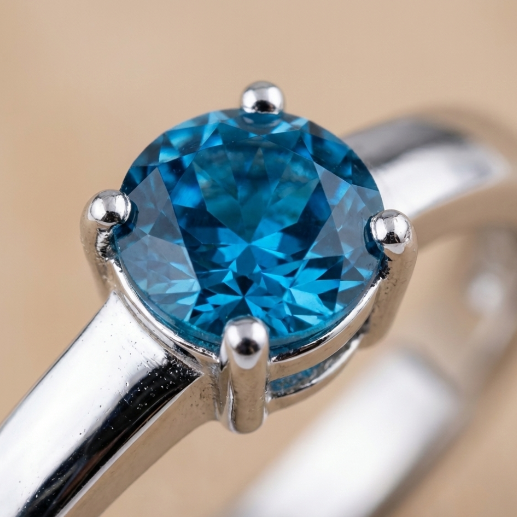 Ring 925/- Sterling Silber rhodiniert Blautopas