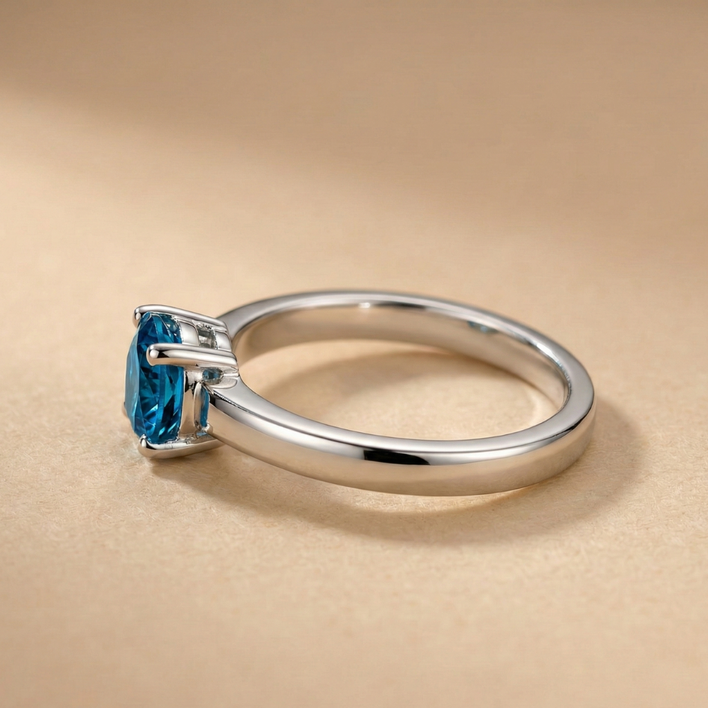 Ring 925/- Sterling Silber rhodiniert Blautopas