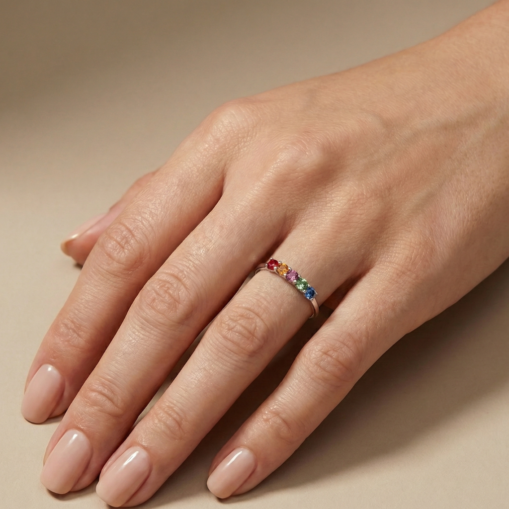 Ring 925/- Sterling Silber rhodiniert Kristall