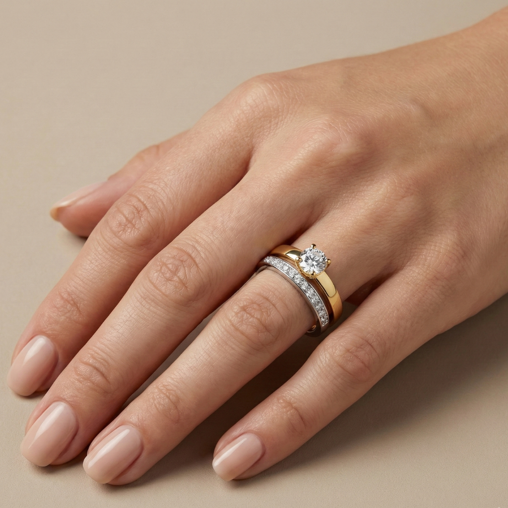 Ring Set 2 teilig 925/- Sterling Silber vergoldet Zirkonia