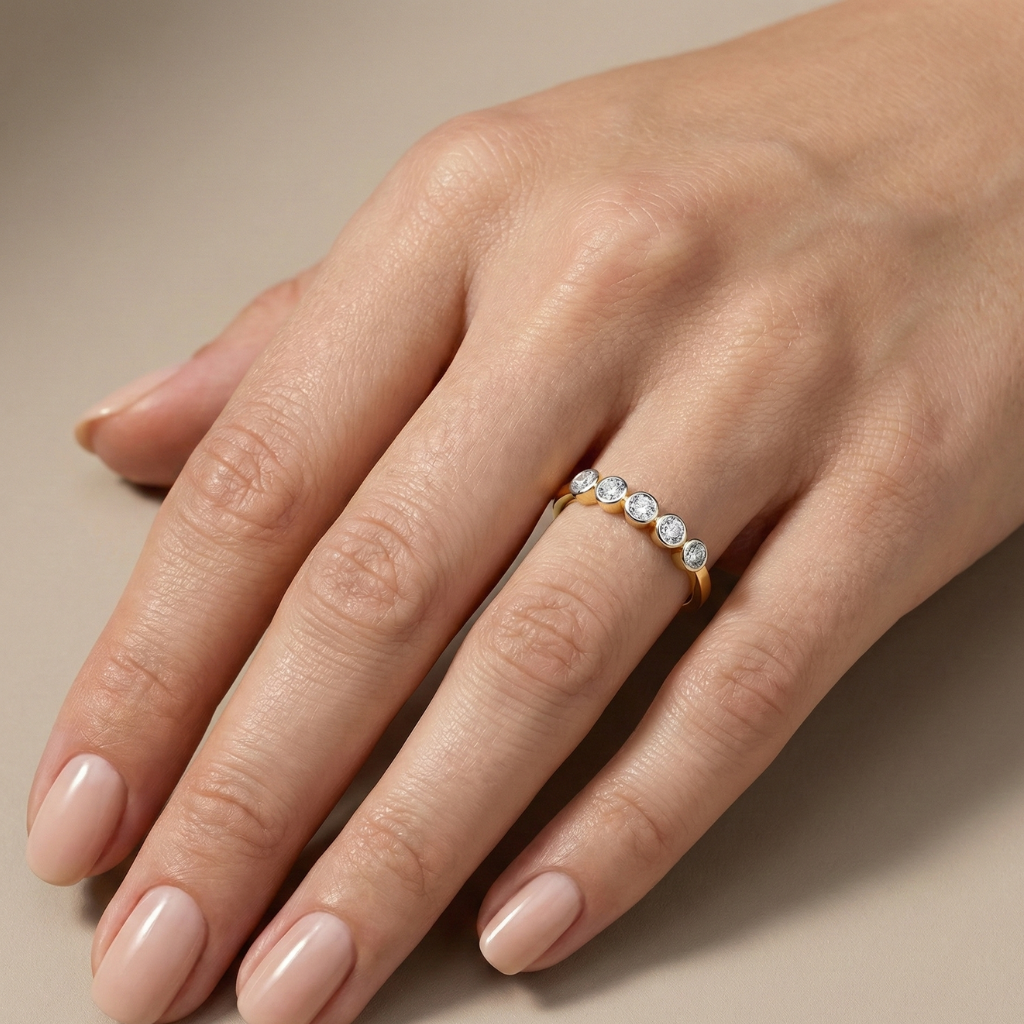 Damen Diamantring 585/- Gold rhodiniert Brillant 0,05ct.