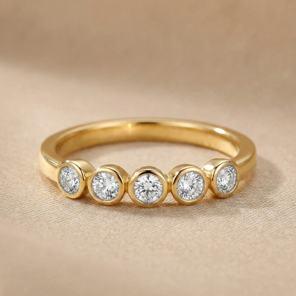 Damen Diamantring 585/- Gold rhodiniert Brillant 0,05ct.