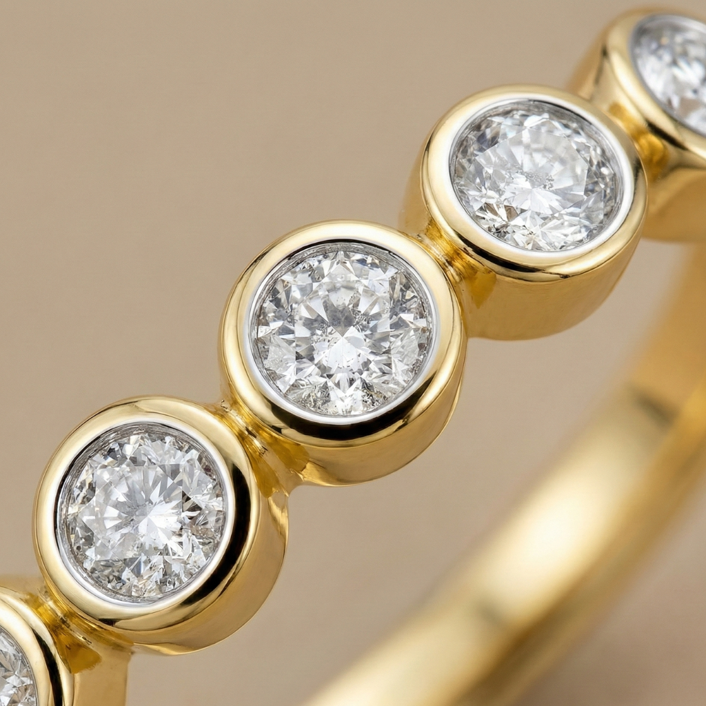 Damen Diamantring 585/- Gold rhodiniert Brillant 0,05ct.