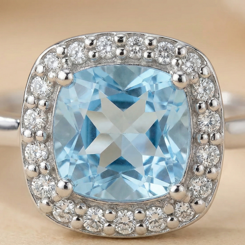 Ring 375/- Weißgold Topas