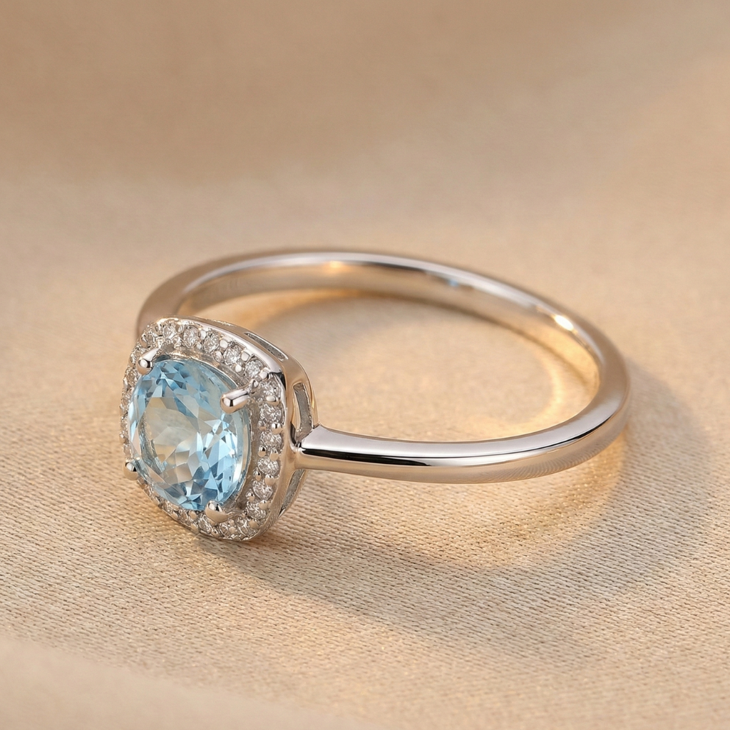 Ring 375/- Weißgold Topas