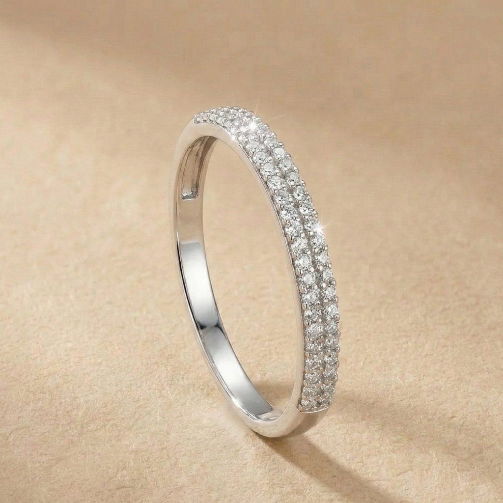 Zirkonia-Ring – 375 Weißgold rhodiniert · 21× Zirkonia (2,2 mm)