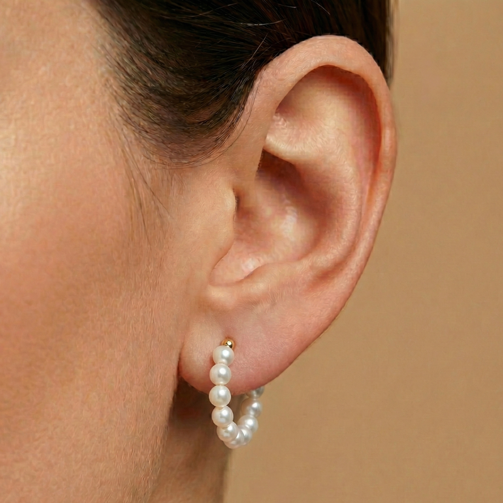 Creolen 925/- Sterling Silber vergoldet Perle