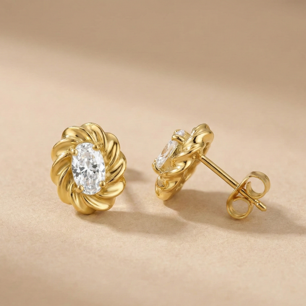 Ohrstecker 925/- Sterling Silber vergoldet Zirkonia