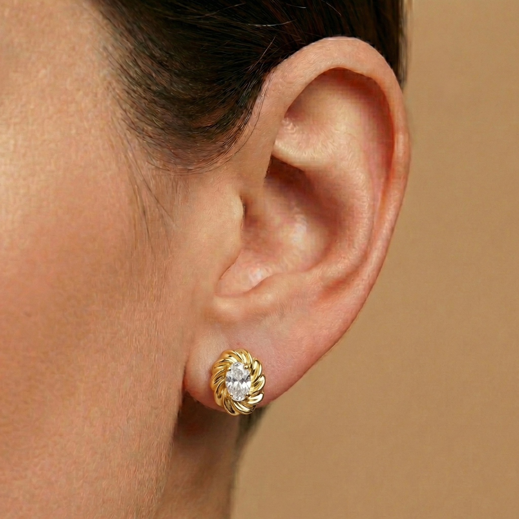 Ohrstecker 925/- Sterling Silber vergoldet Zirkonia