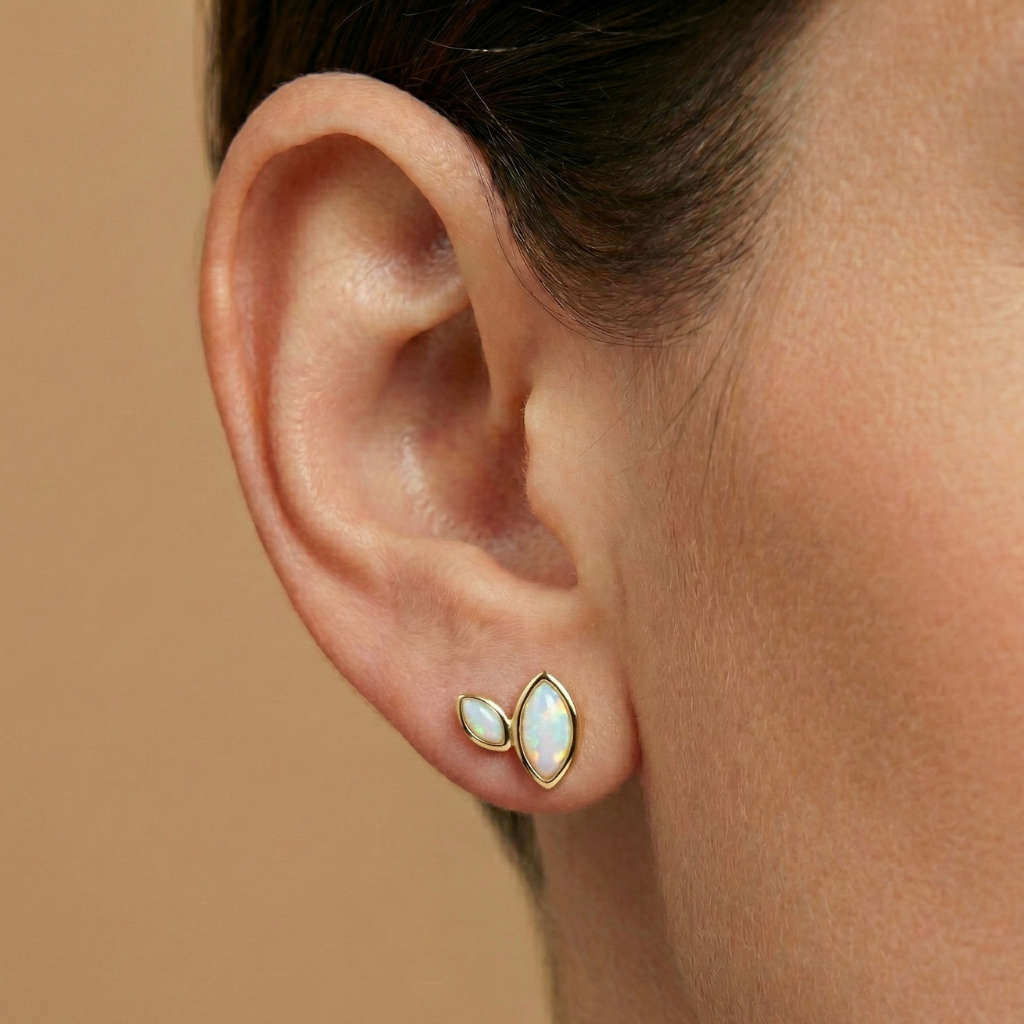 Ohrstecker 925/- Sterling Silber vergoldet Opal