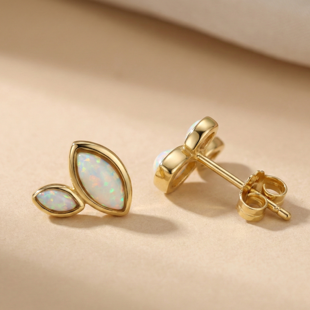 Ohrstecker 925/- Sterling Silber vergoldet Opal