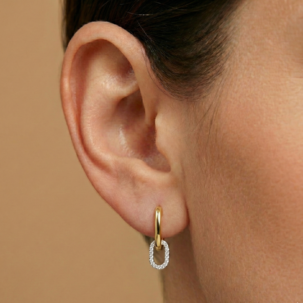 Creolen 925/- Sterling Silber vergoldet Zirkonia