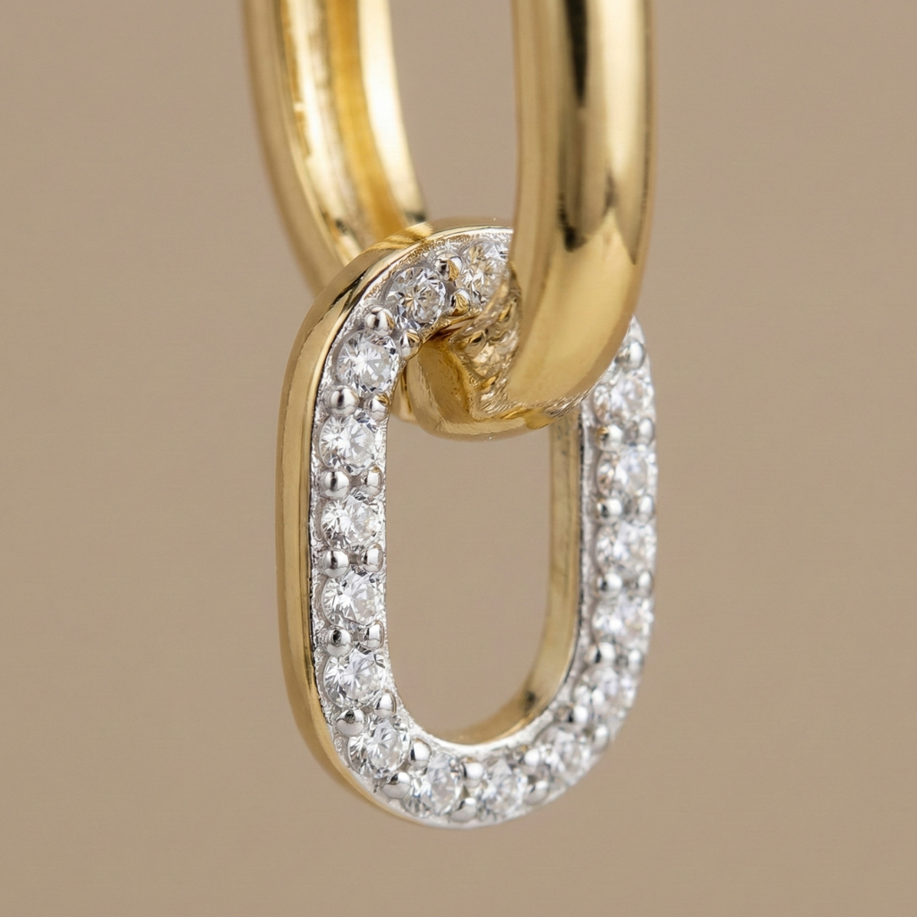 Creolen 925/- Sterling Silber vergoldet Zirkonia