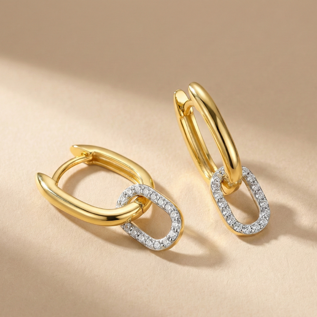 Creolen 925/- Sterling Silber vergoldet Zirkonia