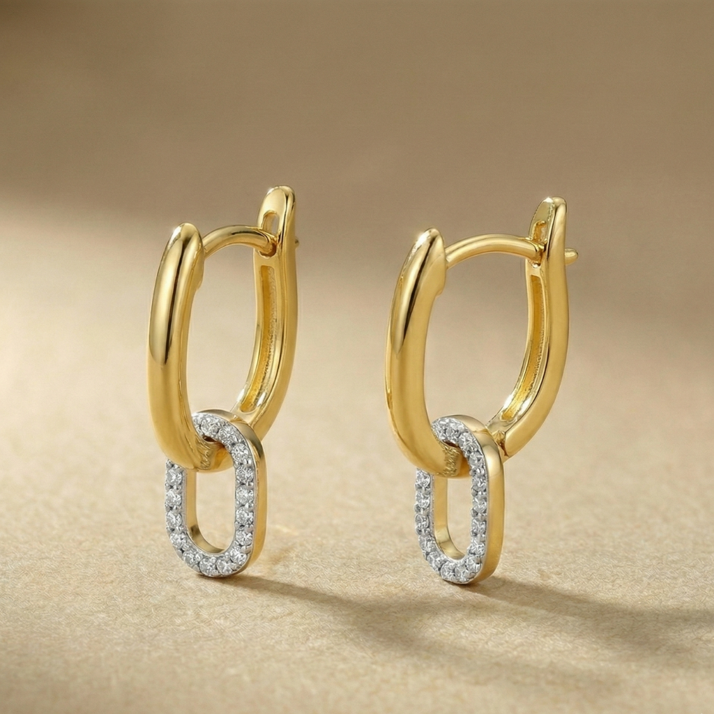 Creolen 925/- Sterling Silber vergoldet Zirkonia