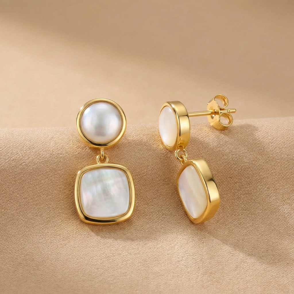 Ohrstecker 925/- Sterling Silber vergoldet Perlmutt