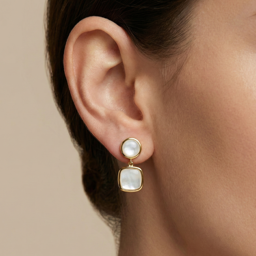 Ohrstecker 925/- Sterling Silber vergoldet Perlmutt