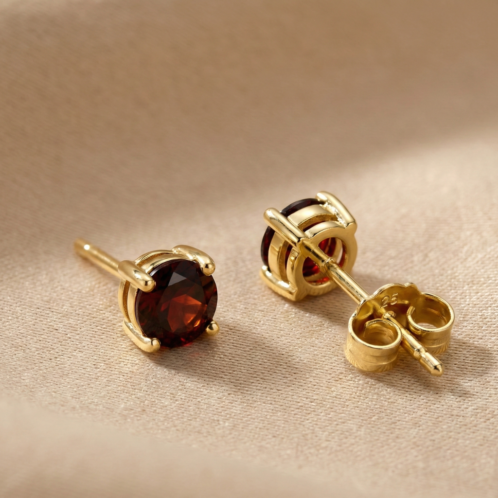 Ohrstecker 925/- Sterling Silber vergoldet Granat