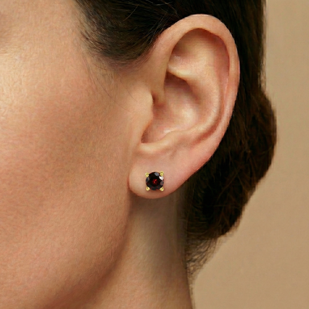 Ohrstecker 925/- Sterling Silber vergoldet Granat