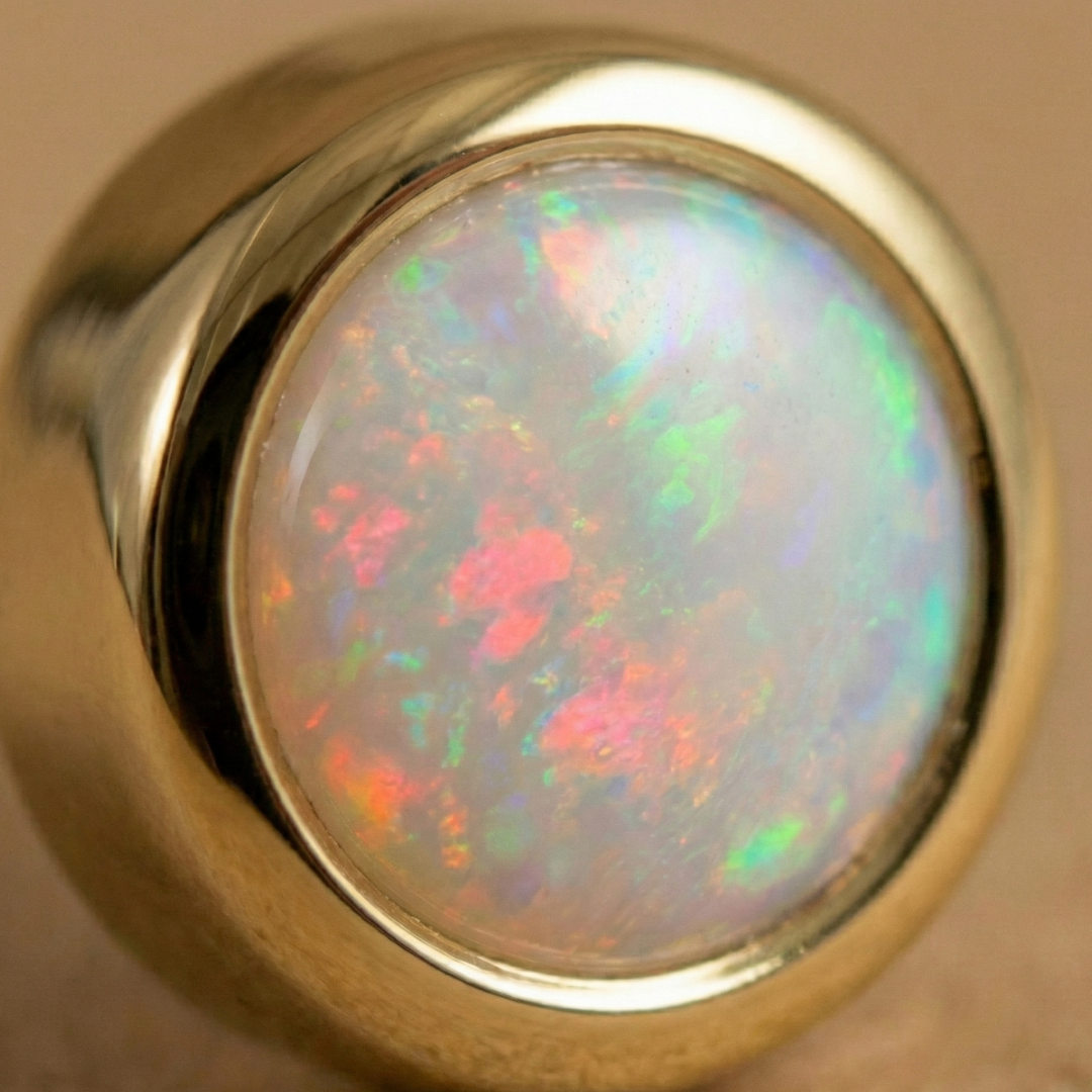 Opal-Ohrstecker (5,5 mm) – 925 Silber vergoldet